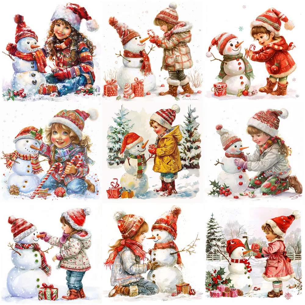 Christmas Girl Snowman Stickers Pack Varied for Kid Crafts Scrapbooking Luggage Notebook Car Aesthetic Decoration Graffiti Decal