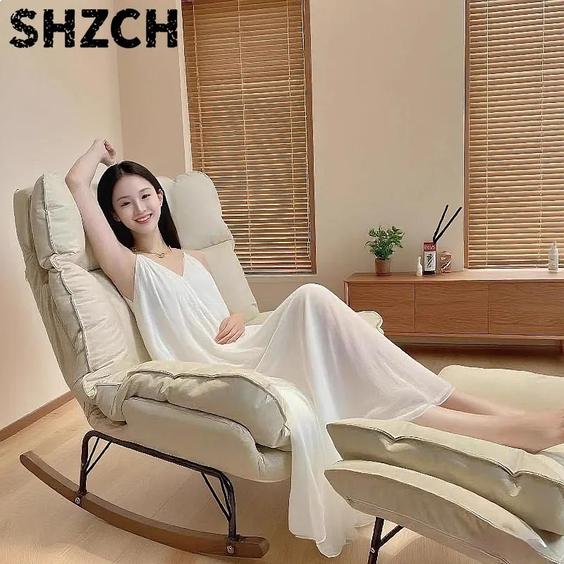 Folding Rocking Recliner for Living Room Single Lazy Sofa Adjustable Nap Chair