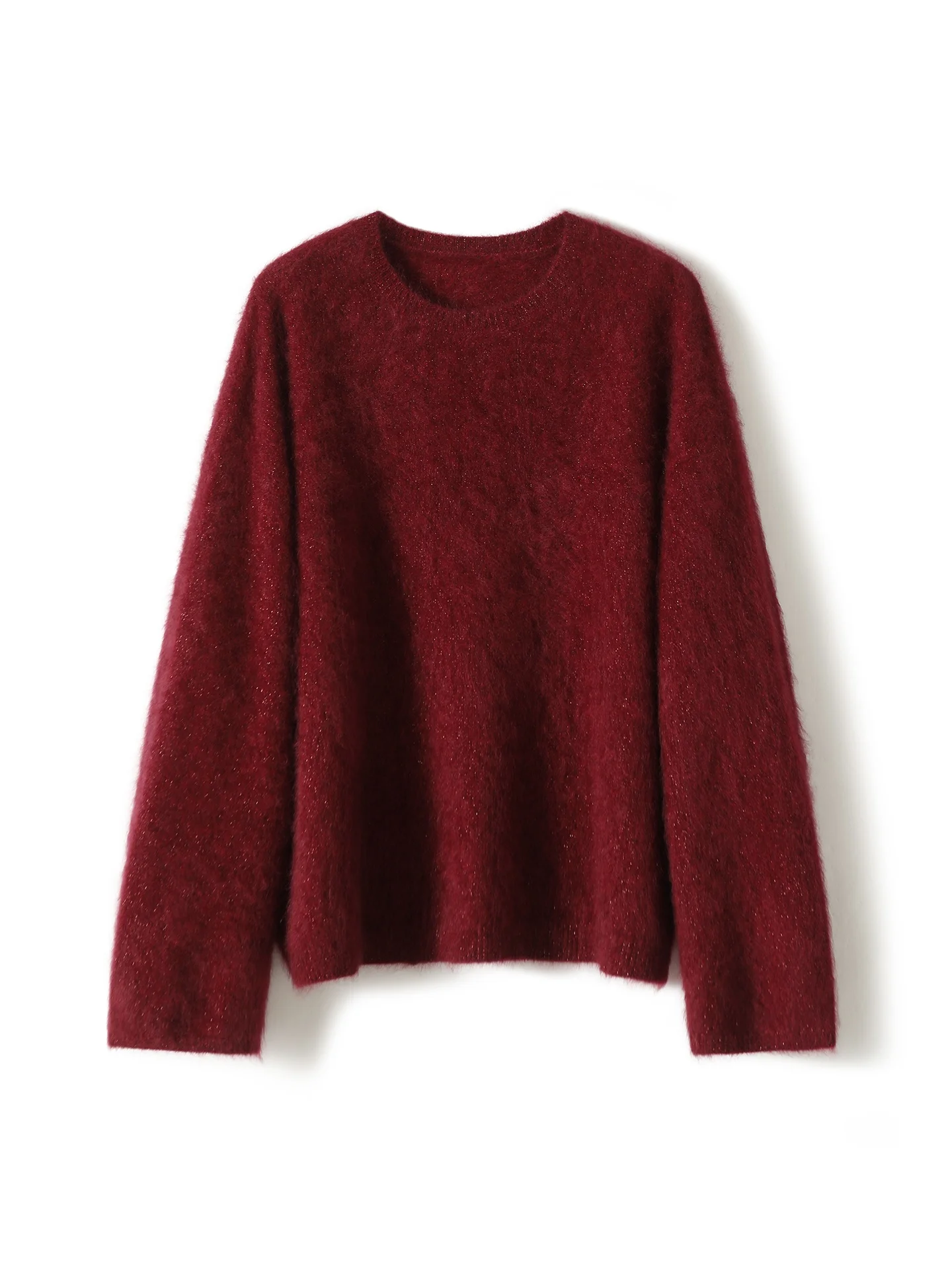 Xiao Han New Year Heavyweight Fce Camere Women's Red Sparkling Knitted Top Soft Long Sve round Ne Warm Casual Wear