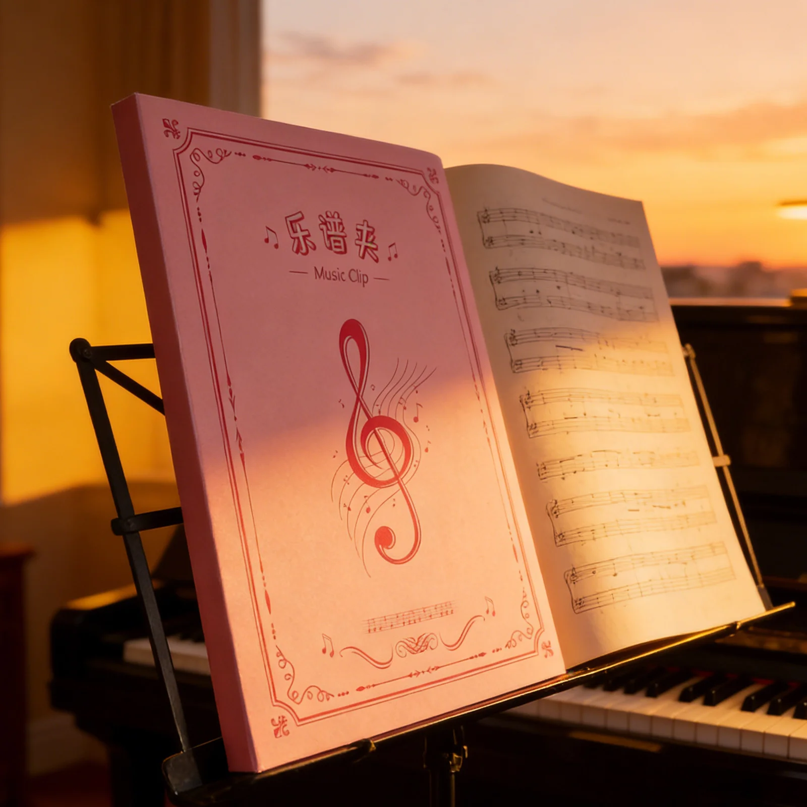 

50-Page Sheet Music Folder with Pockets Detachable Piano Sheet Music Holder Secure Clip for Smooth Performance and Page Turn