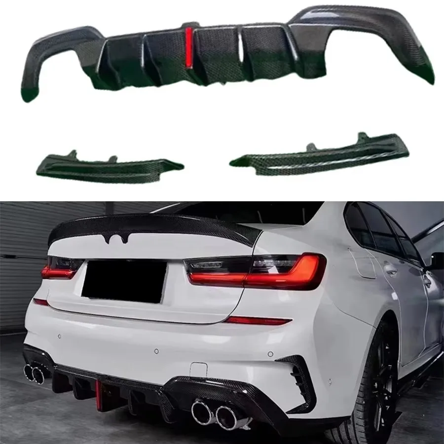 For BMW 3 Series G20 G28 2019-2022 Carbon Fiber  Back lip Car Rear Bumper Diffuser Rear Splitters Spoiler Back lip body kit