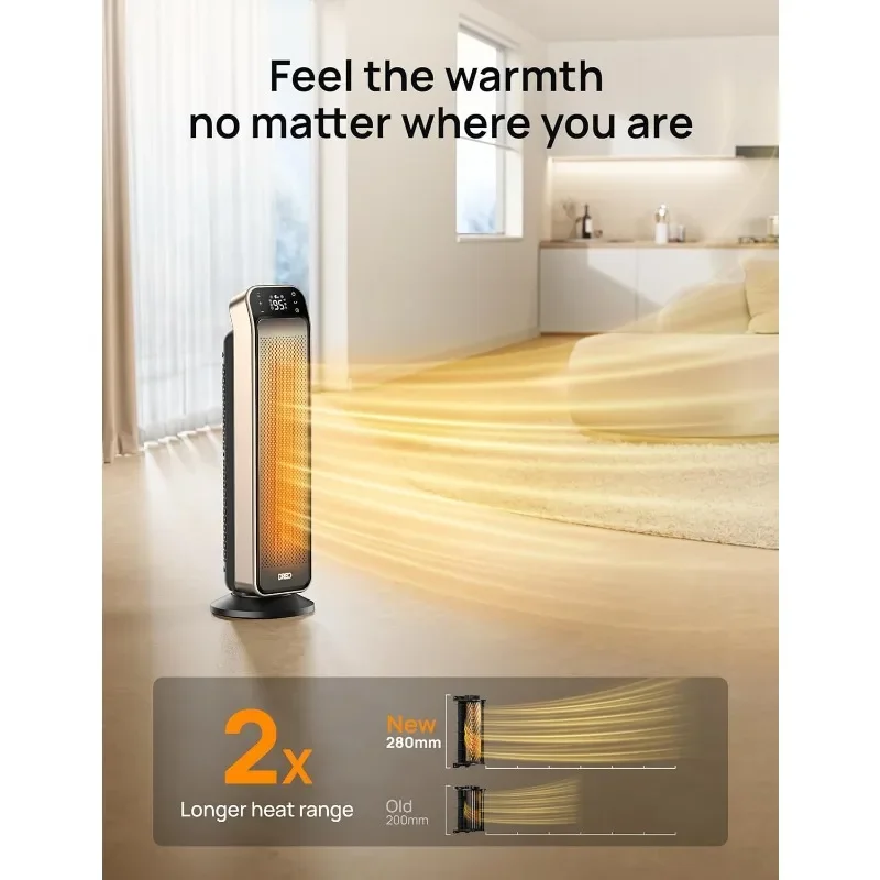 Dreo Space Heater per interni, riscaldatore portatile veloce da 25" 11,5 piedi/s con telecomando e termostato, protezione da surriscaldamento e ribaltamento