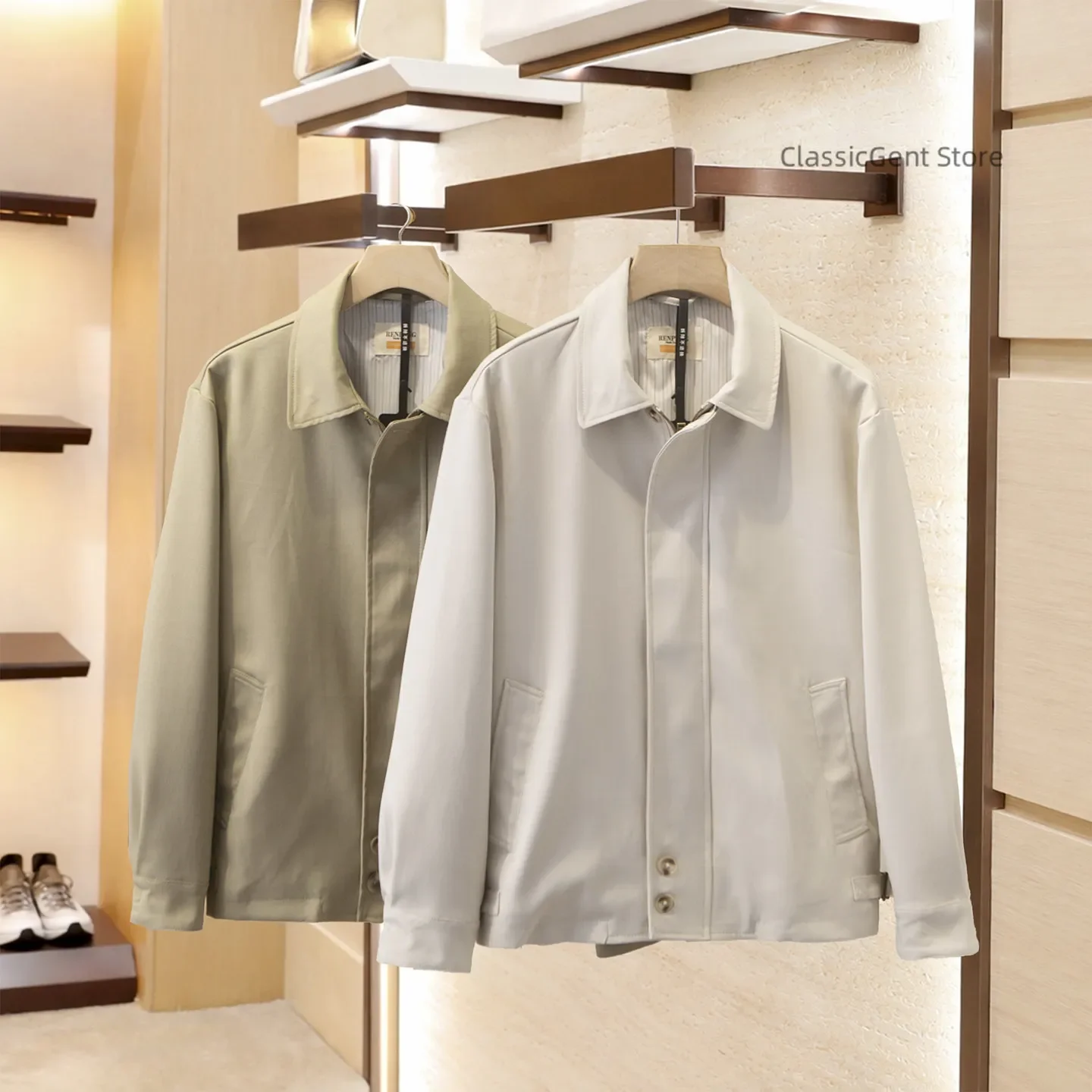 Brief description of urban luxury old money style commuter men's spring and autumn lapel short jacket