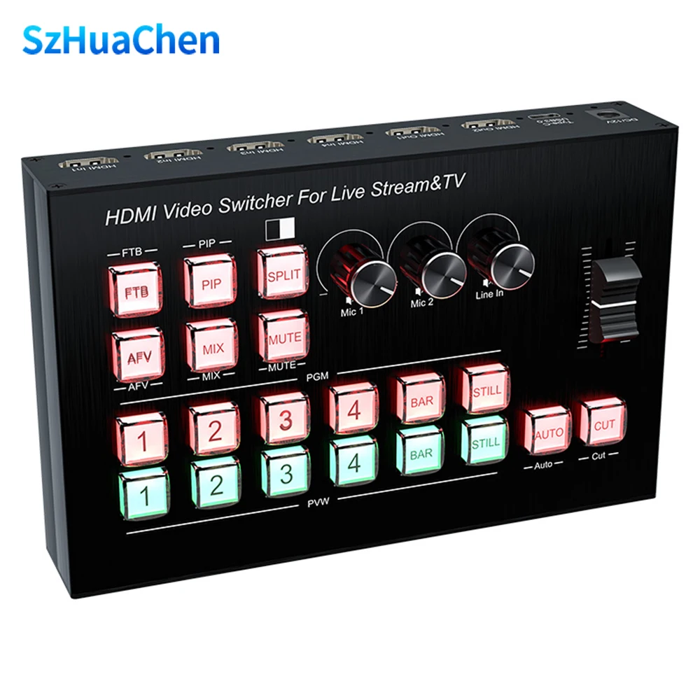 HDMI Video Mixer Switcher Live Streaming 4-Channel 4 Way Multi-View HDMI Video Switcher Broadcast Live Streaming Video Solution