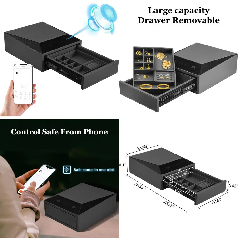 

Безометрический сейф отпечатков пальцев: в кожаной упаковке, быстрый доступ, цифровая клавиатура, безопасный сейф для ювелирных изделий для дома и автомобиля.