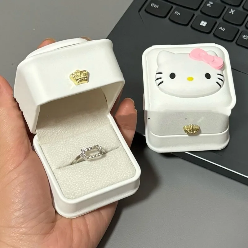 2024 New Sanrio Kitty Ring Box Confession Gift Proposal Confession Ring Box Velvet Jewelry Box Girlfriend Gift Girls Favorite