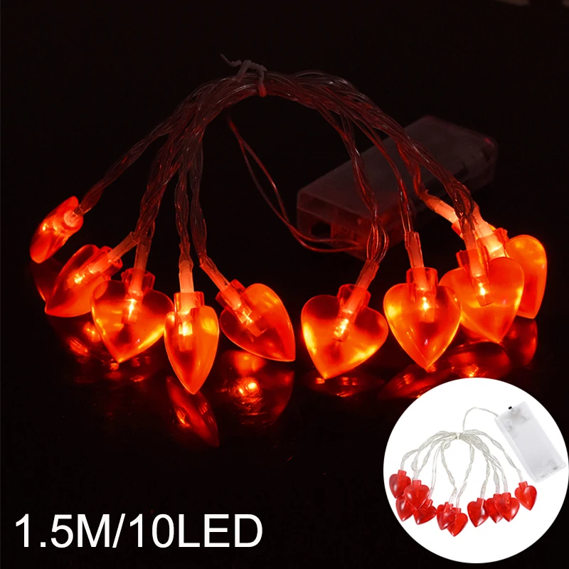 Tira de luces LED con Control remoto, guirnalda de luces de hadas con forma de corazón rojo, ideal para boda, fiesta de cumpleaños, decoración del hogar, 40 unidades