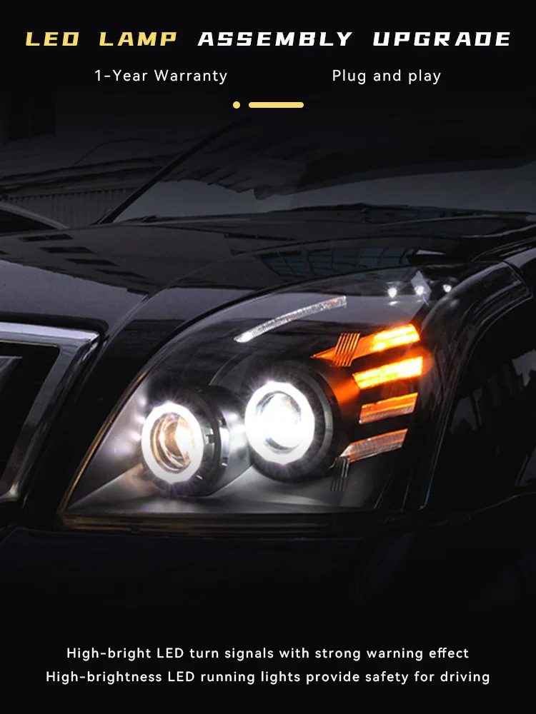 Headlights For Toyota Prado LC120 2003-2009 LED New Design Head Light Upgrade DRL Bi Xenon Front Lamp Projector Lens Accessories