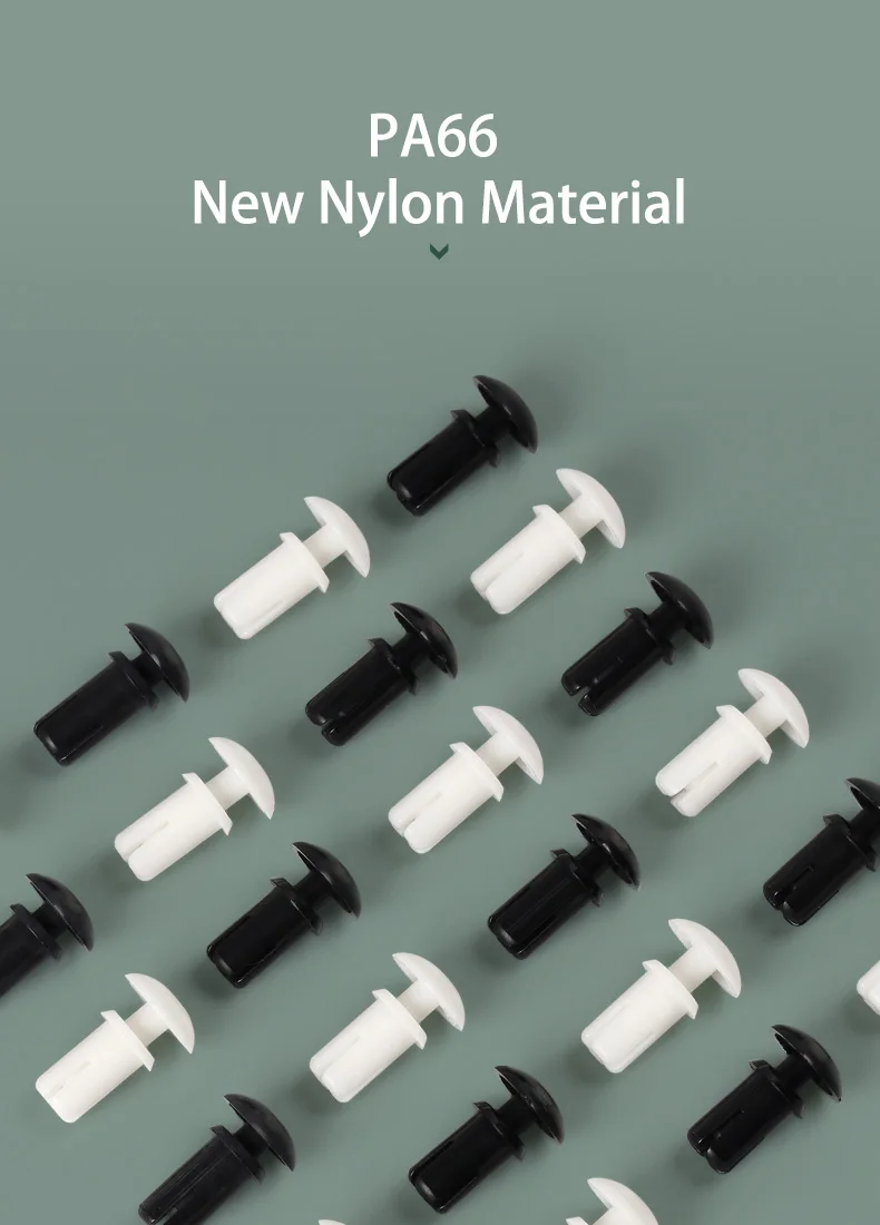 100PCS Nylon Plastic R-Type Expansion Rivet 3.1MM Clamp Screw Nut,PC Board Fixing Buckle Heat Resistant Black White
