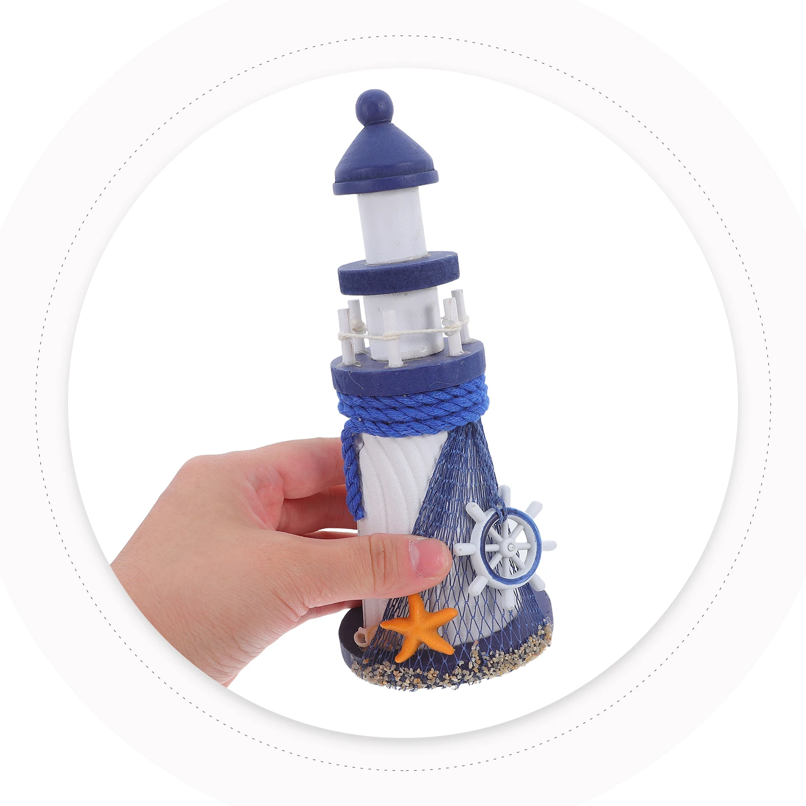 

1pc Wooden Lighthouse Nautical Home Party Tabletop Ornament Desktop Mini Craft Sturdy Decorative Lighthouse For Kids Room Living