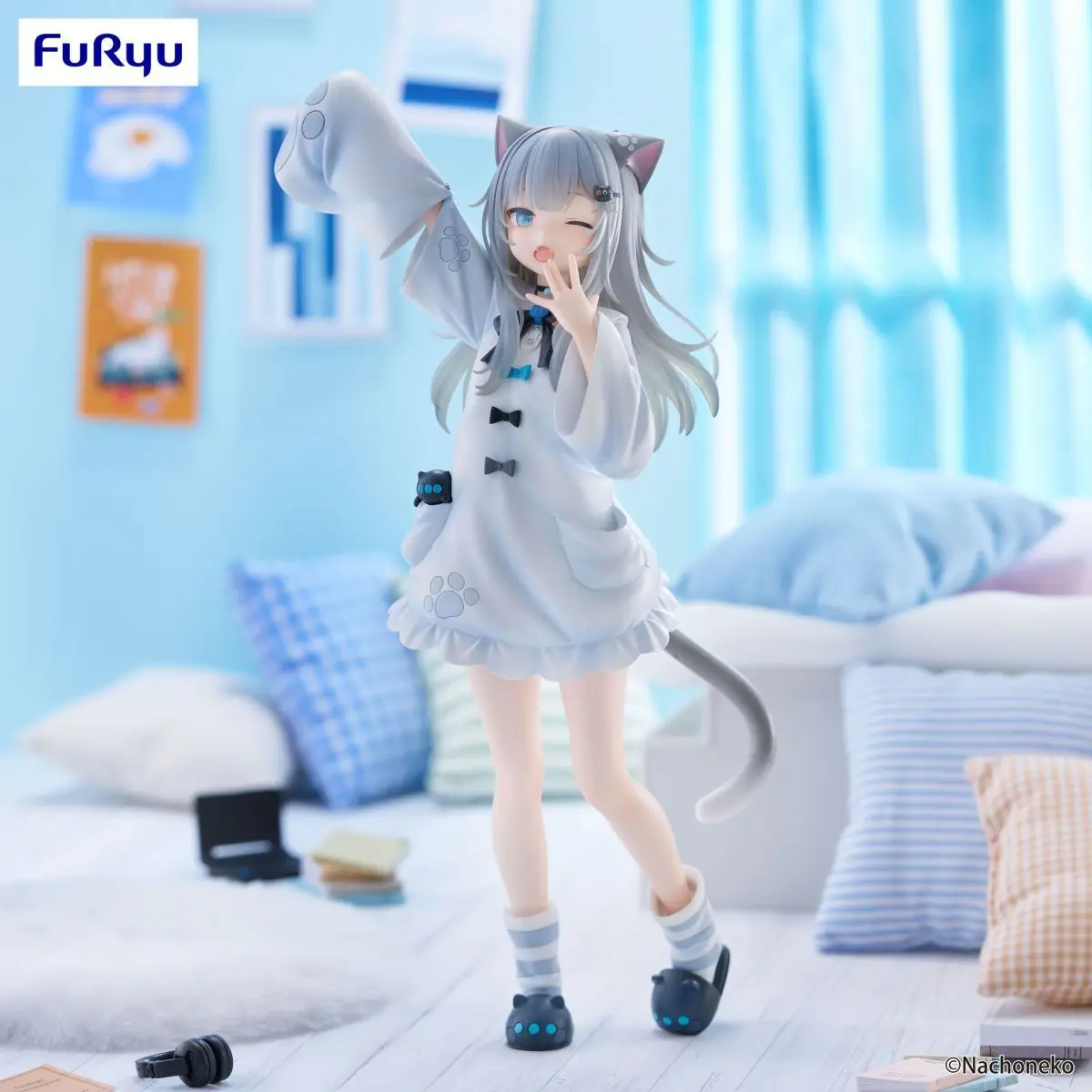 FuRyu Trio-Try-iT Nachoneko (Kucing Mengantuk) Figur Aksi PVC Model Anime Mainan Trendi Boneka Meja Koleksi