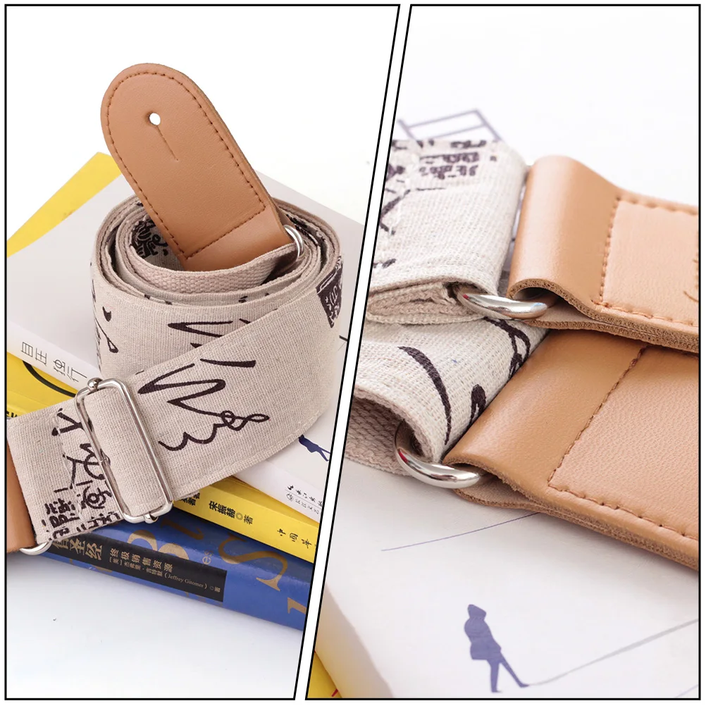 

Cotton Linen Guitar Strap Adjustable 85CM 145CM Double Layer Head Metal Buckle Smooth Fix Practice Confidence Guitar
