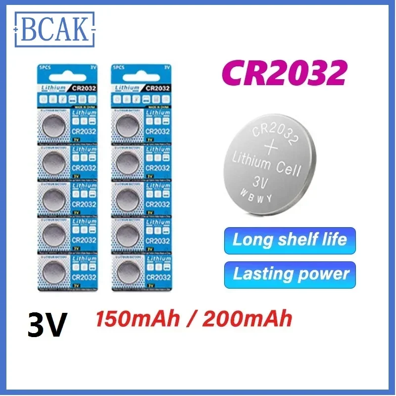 BCAK-CR2032 Botão Coin Cell, 3V Bateria De Lítio, DL2032, ECR2032, BR2032, brinquedo, relógio, carro, controle remoto, Calc, novo estilo, qualidade