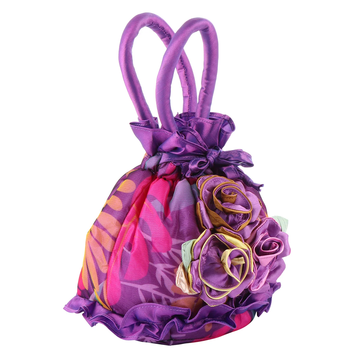 

Handbag Evening Bucket Flower Shape Tote Purses Purple Handbad for Women Fabric Wallet Modeling Clutch