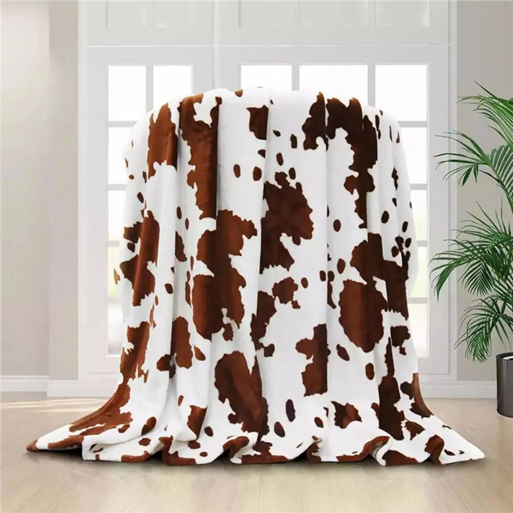 Winter Warm Blanket  Dairy Cow Pattern   Plush Blanket Office Dorm Warm Napping Throw Blanket