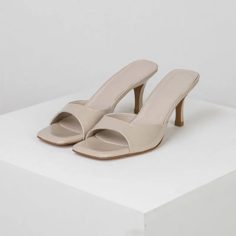 Summer Women Sandals 2025 Fashion Square Toe Ladies Slippers Open Toe Luxury Dress High Heels Sexy Casual Prom Sandals for Women image 4