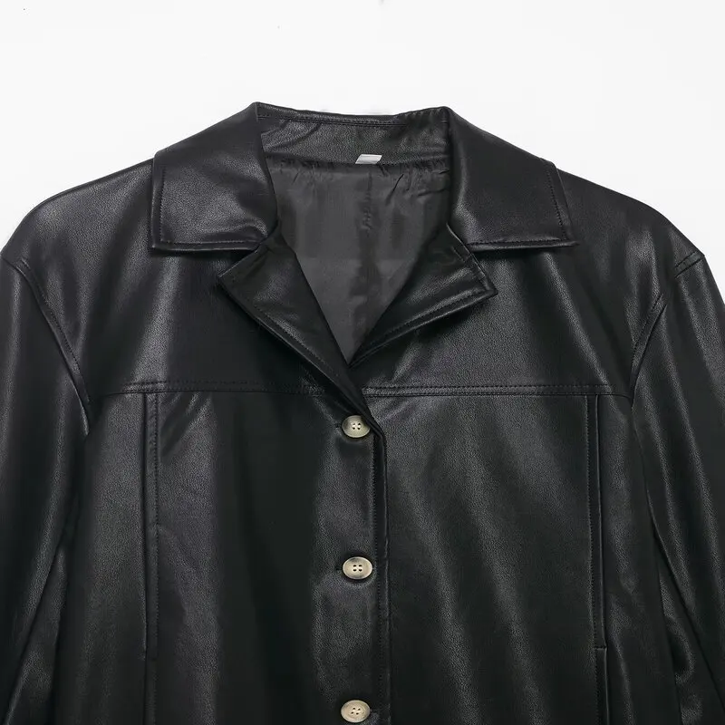 Autumn 2025 Women's Loose Long Sve Coated Jaet Versatile Design Commute Sle Button Closure Other Material Ladies Coat