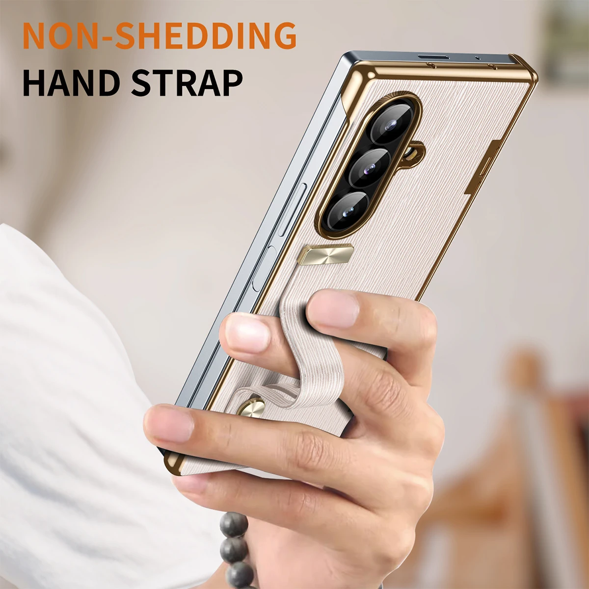 

Чехол для телефона Samsung Galaxy Z Fold 7, 6, 5, 4, 3, 5G Fold7, защита от шарниров, ремешок на запястье, подставка, роскошная кожаная задняя крышка YYC005