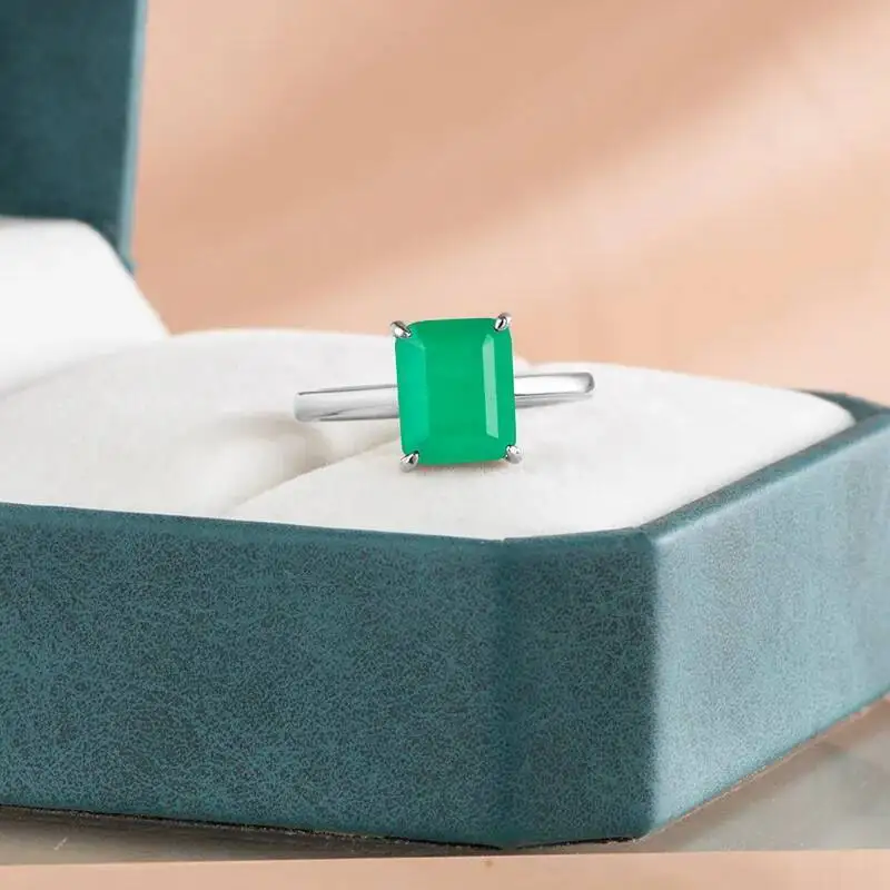 Cellacity Green Emerald Gemstone Rings For Women Engagement Wedding Promise Ring  Sterling Female Silver Party jewelry Gift