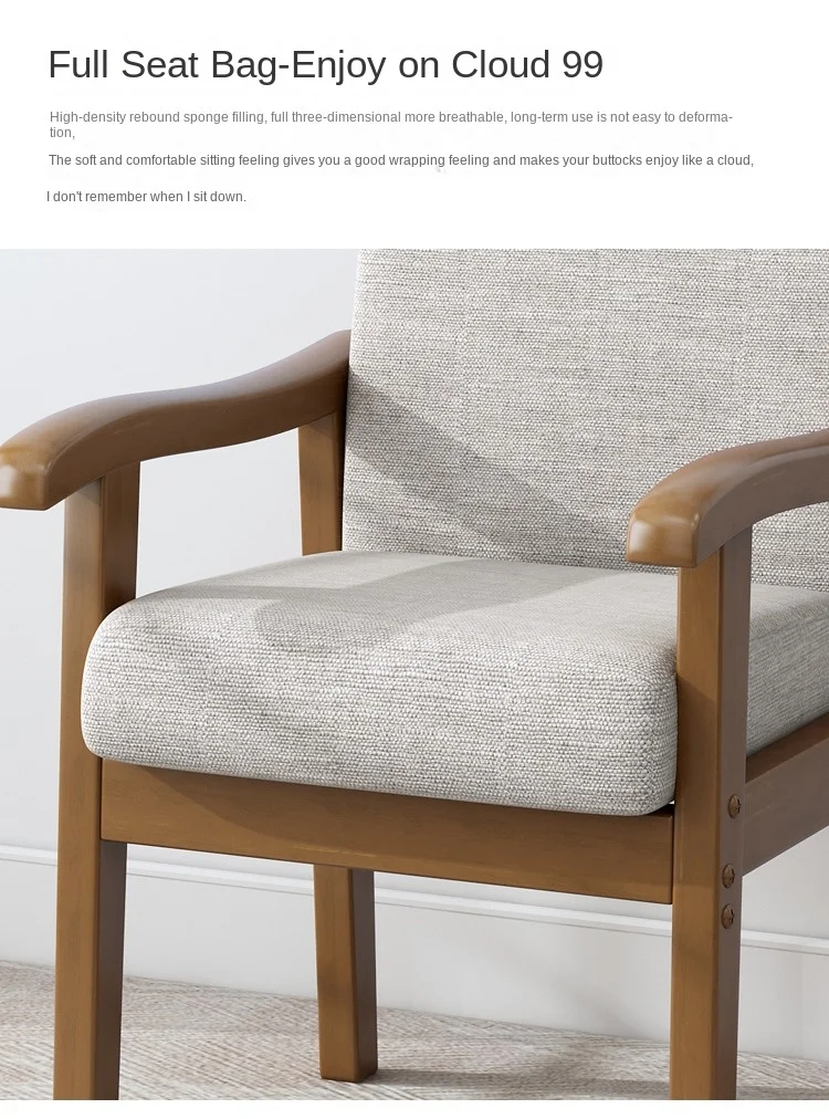Silla de madera maciza, sofá individual, silla de escritorio para ordenador, sillón con respaldo cómodo para el hogar, silla para personas mayores de mahjong