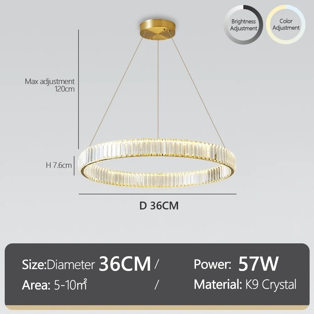 IRALAN plafondhanglamp luxe kristallen ring kroonluchter plafondverlichting met afstandsbediening dimbare slaapkamer woonkamer lamp