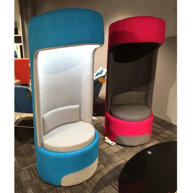 High back booth seating meeting pod for smart office and cafe room