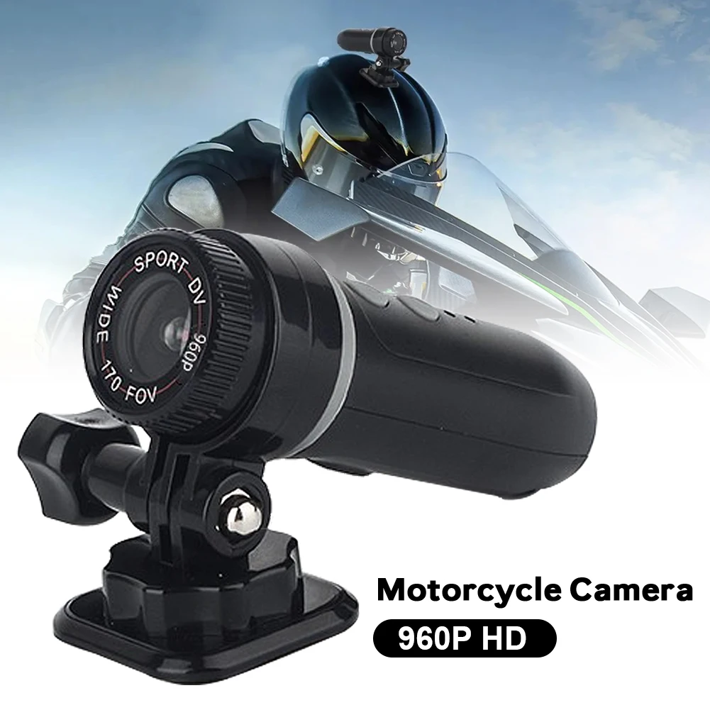 960P Motorcycle Camera Helmet Mount Camcorder 170° Wide Angle Sport Camera Loop Recording Waterproof for Bike Motorbike Skiing