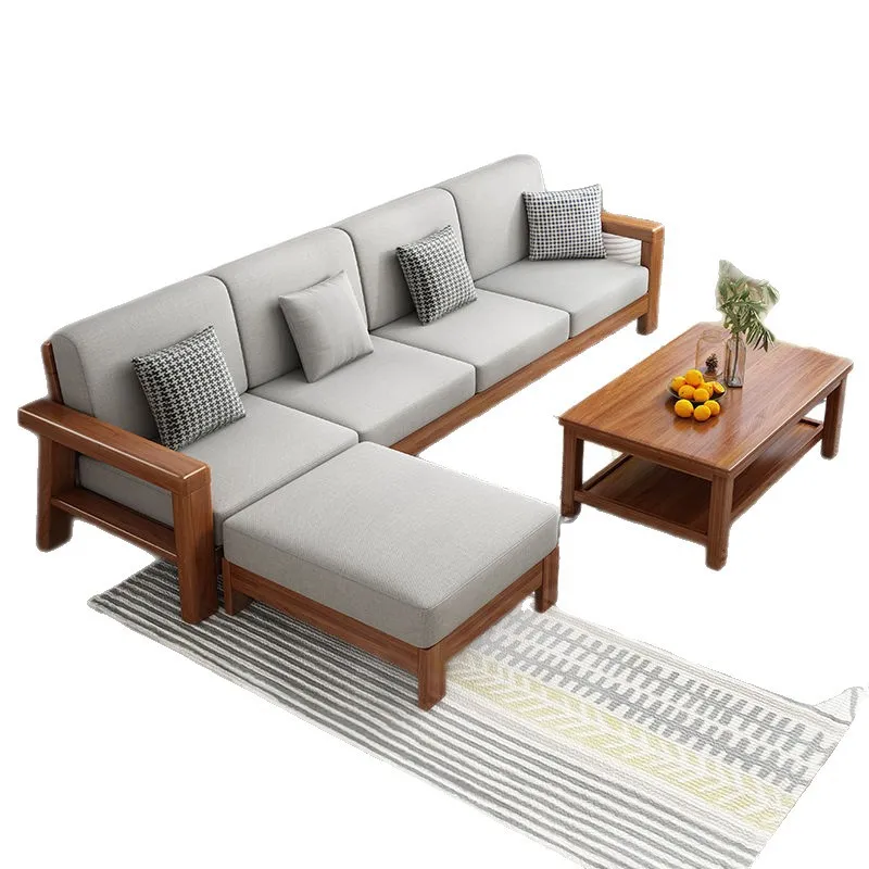 All solid wood sofa combination, living room Chinese modern simple small apartment princess sofa,  furniture guest sofa