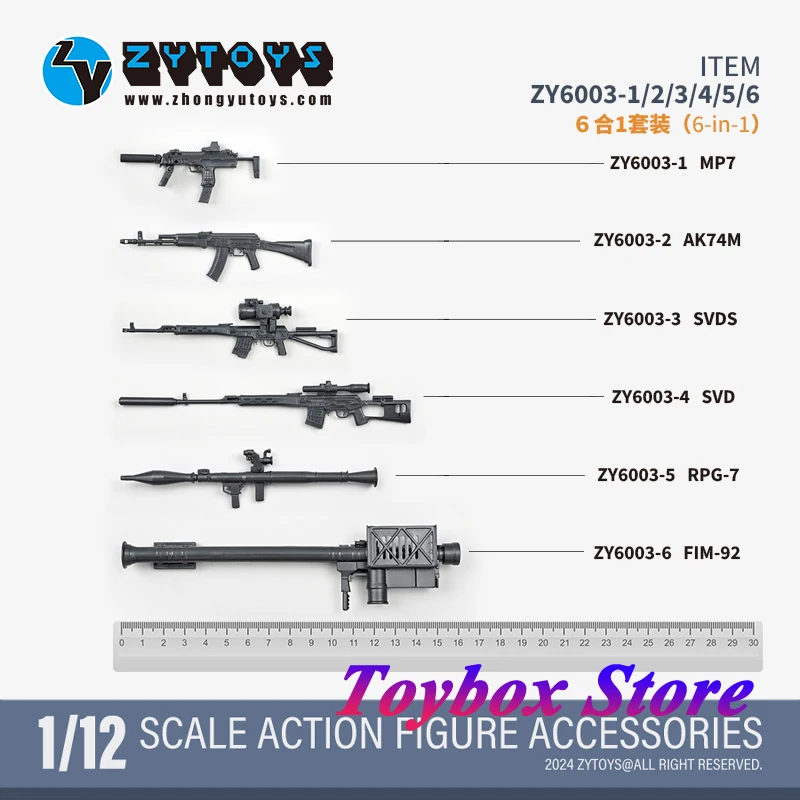 ZY6003 1/12 ทหารอุปกรณ์เสริมอาวุธ AK74 RPG-7 SVD FIM-92 Mini Non-Functional รุ่นปืนของเล่นสําหรับ 6 "ทหาร Action Figure