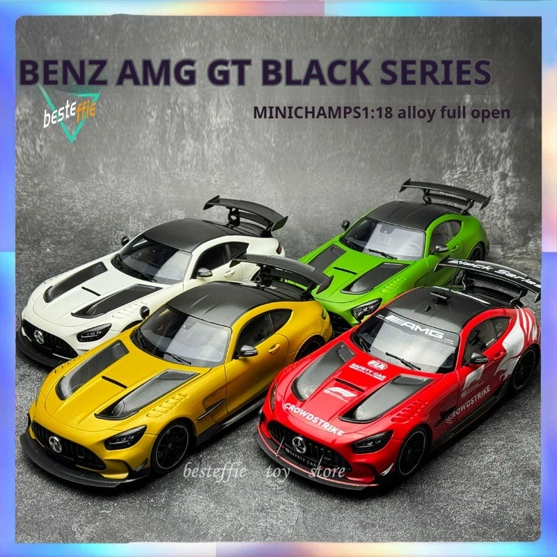 Minichamps Car Model 1/18 Benz Amg Gt Black Series Simulation Car Model Room Ornament Display Cars Boy Collection Birthday Gift