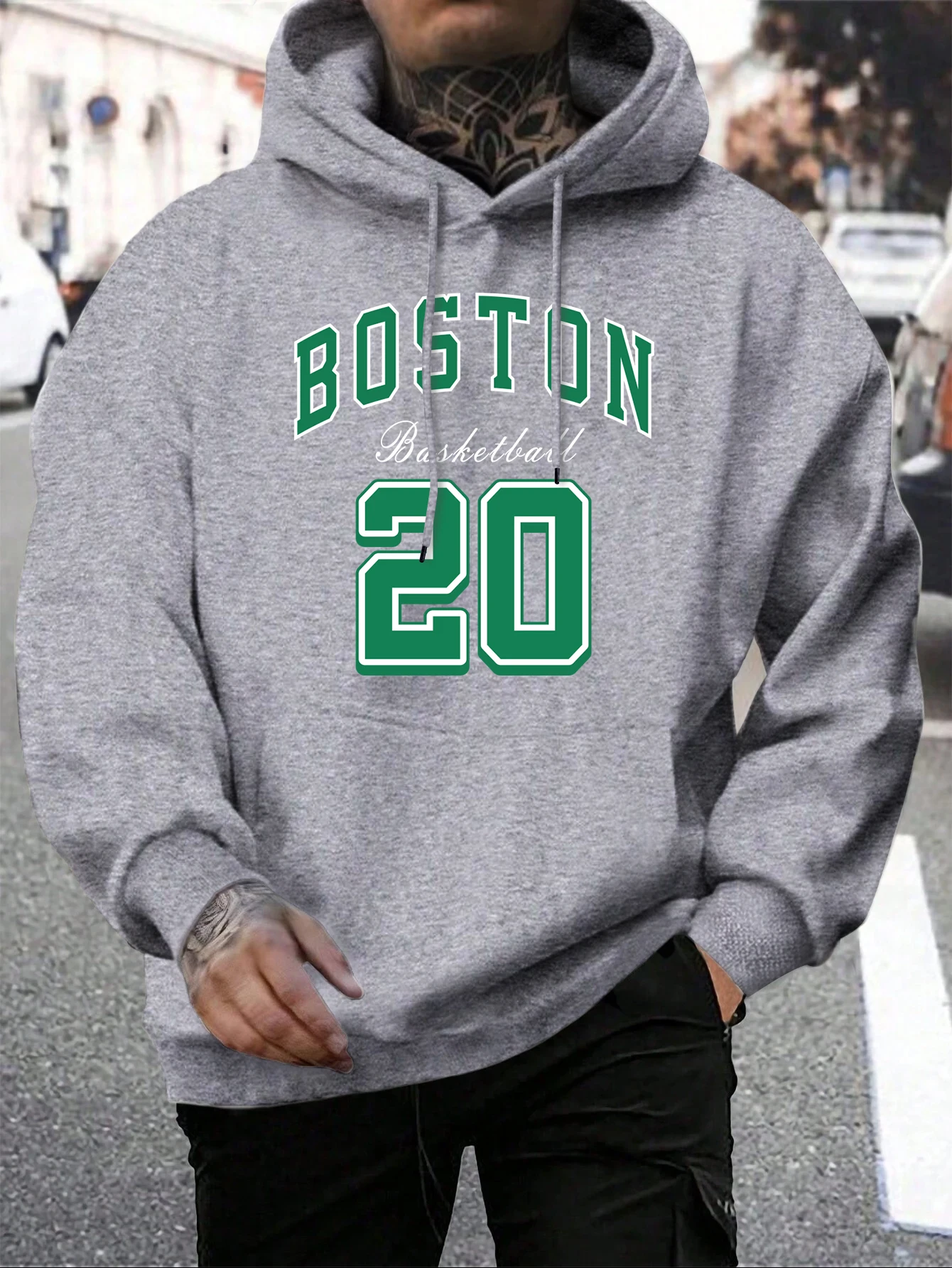 Boston City Print Men Hoody Harajuku Loose Pullover Fashion Fleece Warm Hoodie Man Vintage Autumn Crewneck Top