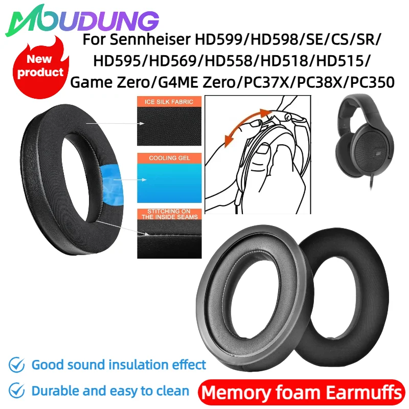 

MOUDUNG Cooling Gel Ear Pads For Sennheiser HD599/HD598/SE/CS/SR/HD595/HD569/HD558/HD518/HD515/Game Zero/G4ME Zero/PC38X/PC350