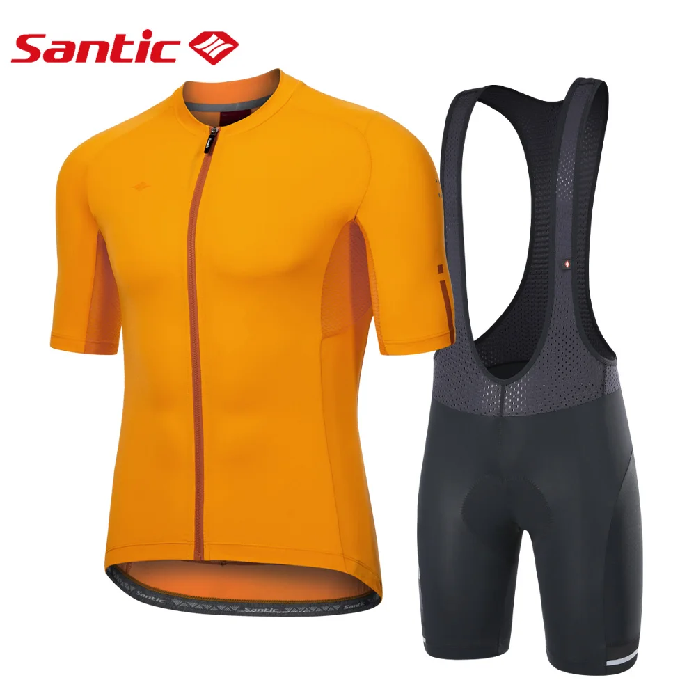 Santic Men's Cycling Sets Summer MTB Bike Bib Shorts Cycling Jersey Suits Bicycle Shirts Riding Sports Clothing Set Asian Size