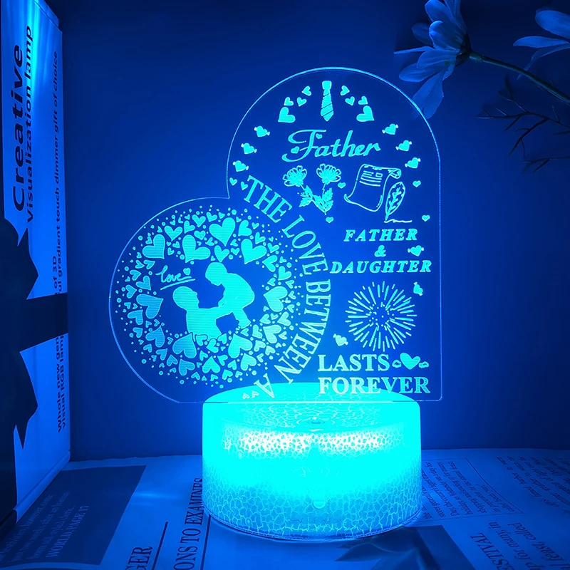 Father's Day Night Light Lasts Forever To Father Acrylic 3d Led Lamp For Bedroom Holiday Gift