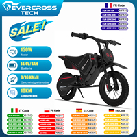 EVERCROSS TECH electric Motorbike for children, 150W, speeds 8/16 km/h, battery life up to 10 km, Motorbike Cross 12 inches for