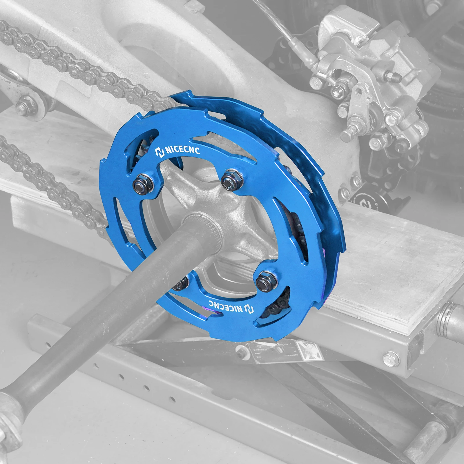 NICECNC für Yamaha YFZ450R 2009-2023 5mm Aluminium-Kettenradschutz, verhindert Abfallen, rostfrei, ATV-Zubehör – Detail 12