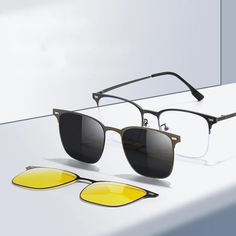 COHK Polarized Sunglasses Men 2 In 1 Magnetic Clip On Sun Glasses UV400 Metal Optical Prescription Eyeglass Frames Magnet Clips