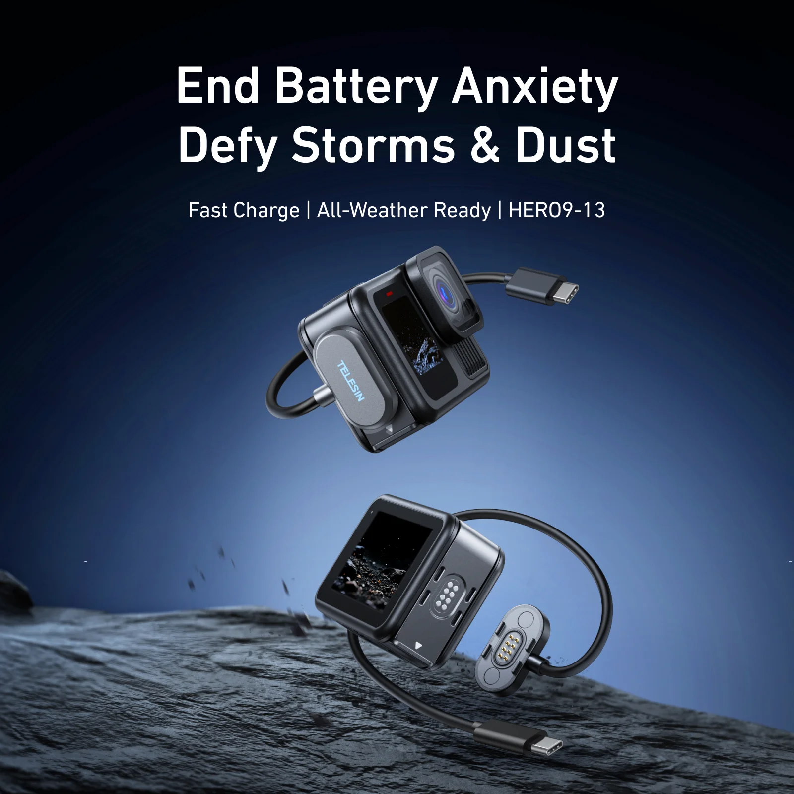 TELESIN المغناطيسي مقاوم للماء شحن الجانب غطاء كابل عدة ل Gopro بطل 9 10 11 12 13 نوع-C شحن غطاء ميناء سهلة للإزالة