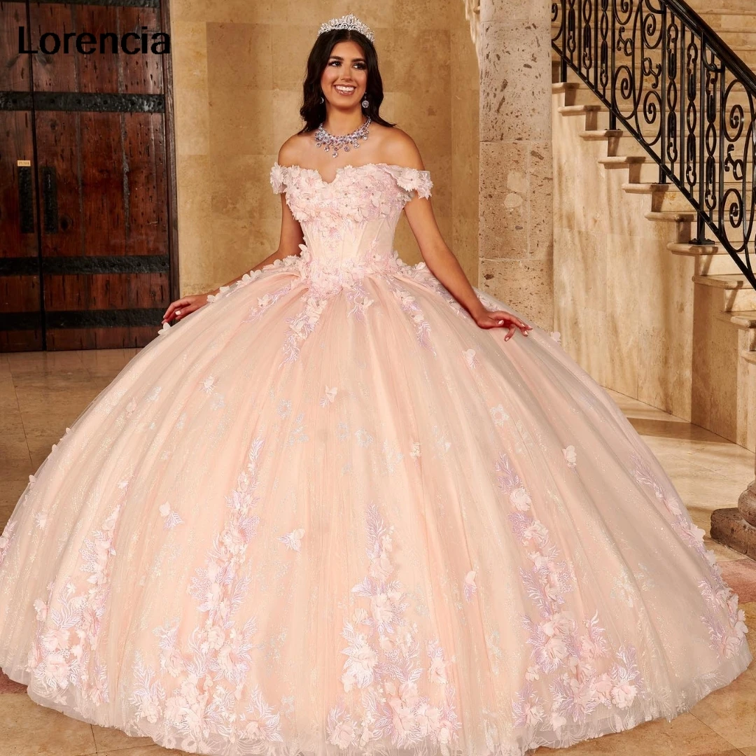 

Customized 2024 Blush Pink Quinceanera Dress Ball Gown3D Floral Lace Applique Beaded Mexican Sweet 16 Vestidos De 15 Años YQD828