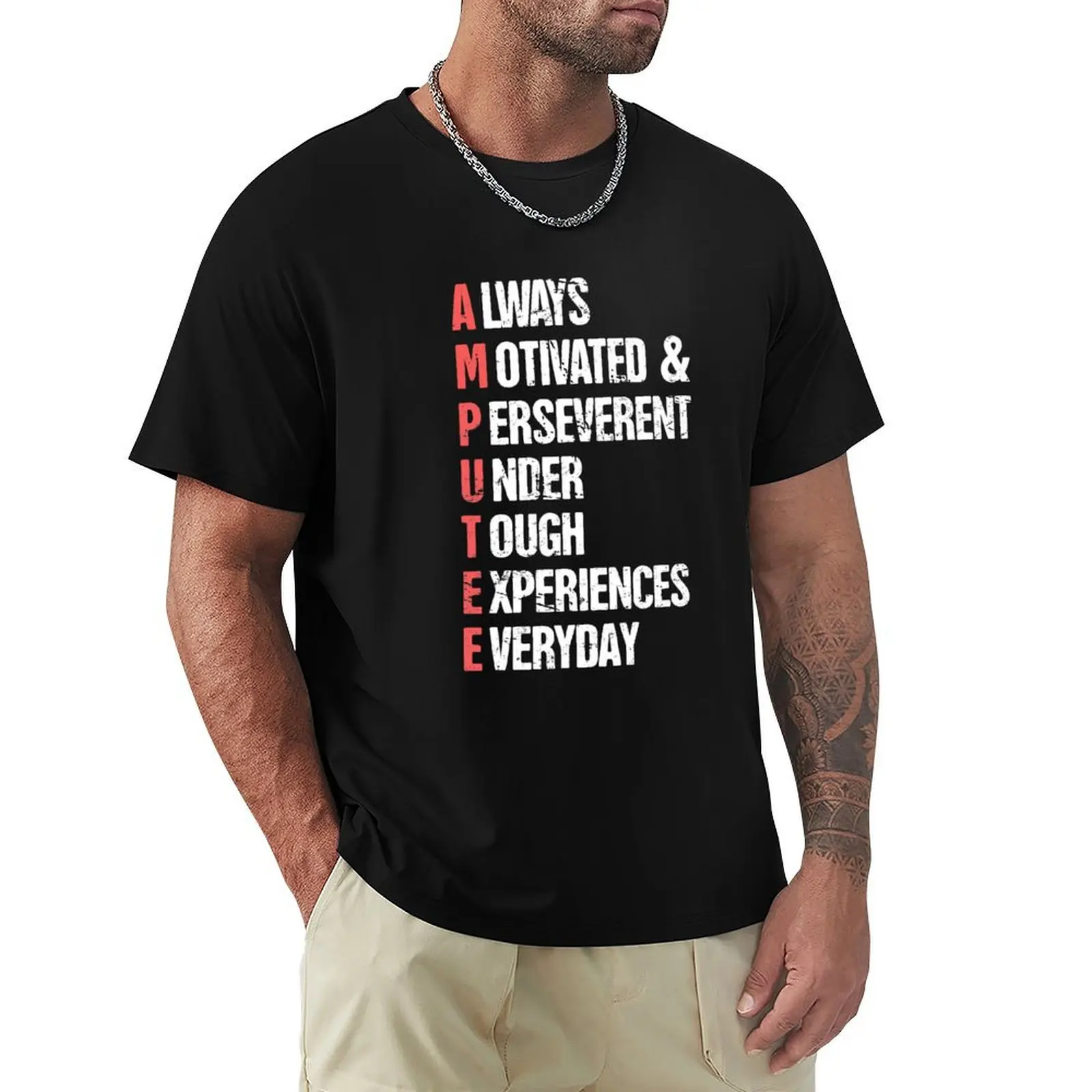 

Motivational - Amputated Missing Arm Amputee T-Shirt Daily Casual Short Sleeve Tee Shirt