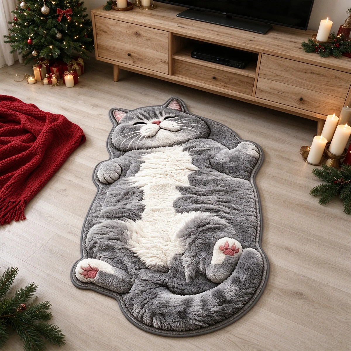 Cute Blue White British Shorthair Soft Bedroom Floor Mat Living Room Carpet Cartoon Animal Home Decor Rug Christmas Gift