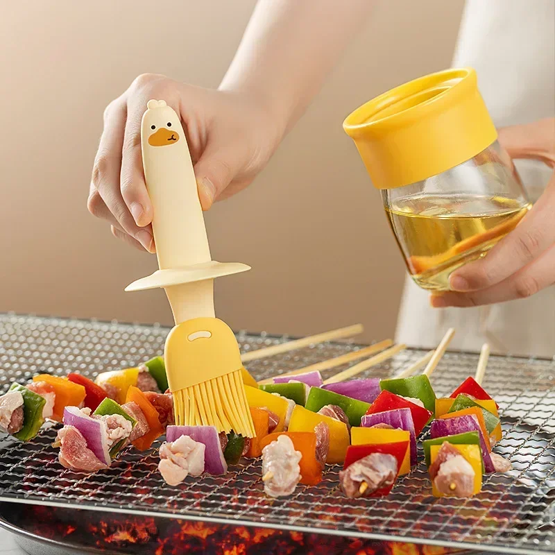 Kitchen Silicone Oil Bottle Baking  GrillOil Brush Dispenser with Bottle Oil Brush BBQ Brush Heat-resistant Outdoor BBQ Tool