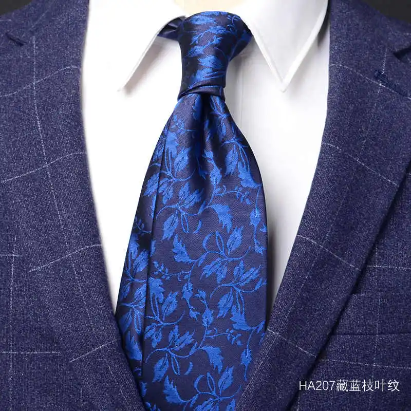 High Quality Navy and Blue Ties For Men's Formal Attire Retro Style Striped Business Banquet Handcrafted knot 8cm Wide Cravat