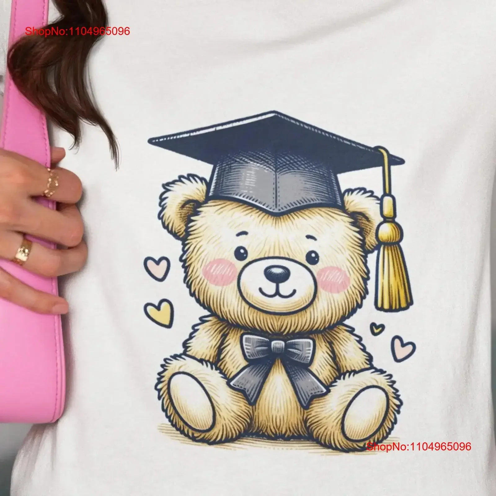 رائعتين التخرج تيدي بير تي شيرت لطيف ألعاب من نسيج مخملي مع قبعة وربطة عنق فكرة مثالية أعلى لينة مريح خمر غسلها أنيق