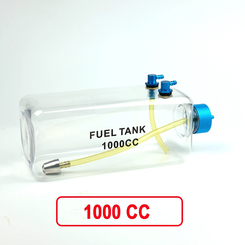 1PC Fuel Tank Petrol Transparent Plastic Bottle 300/400/500/600/750/1000/1600ML/CC CNC Aluminum Alloy for Gas and Nitro Airplane