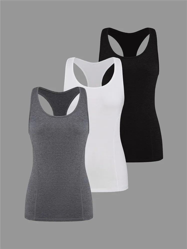 3 Pieces Y-shaped Back Yoga Workout Tank Tops Women Breathable High Stretchy Quick Dry Pilates Gym Running Training Sports Vest