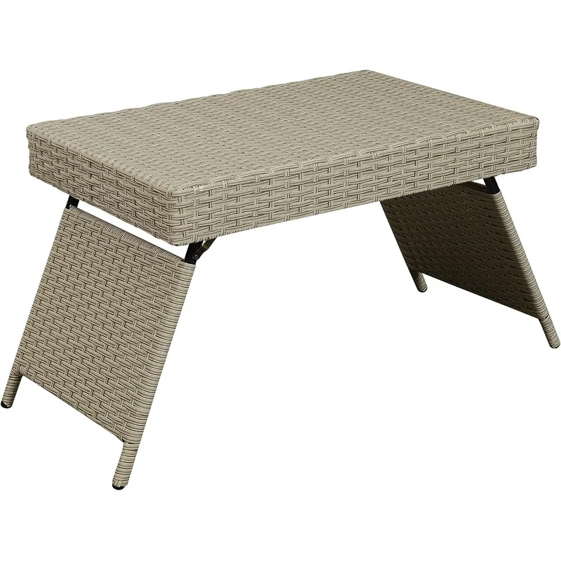 

Portable Folding Wicker Table in Grey