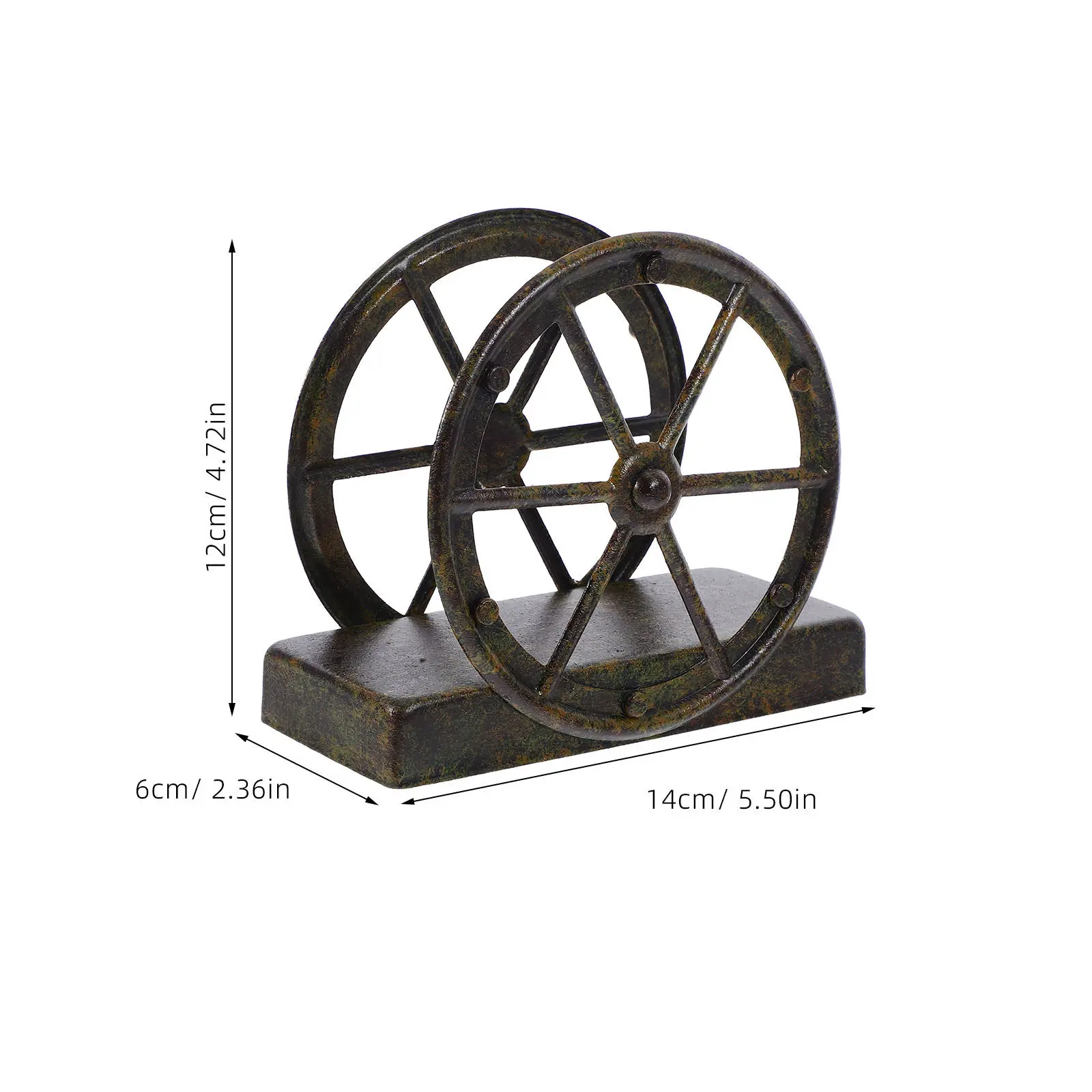 Vintage Cast Iron Napkin Holder Wheel Design Freestanding Rustic Farmhouse Tissue Dispenser for Kitchen Countertop Dining Table view 6