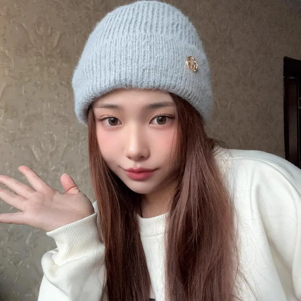 

Winter Men's Warm Knitted Woolen Hat Outdoor Ear Protection Plus Velvet Beanie For Women's Pullover Hats