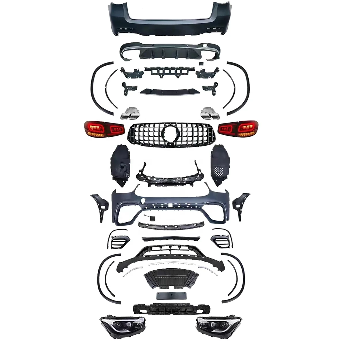 Car Bumpers for Mercedess Benz GLC X253 2015-2019 Year Convert 2022 New GLC63 AMGs Model Style with Bumpers Grilles Lights